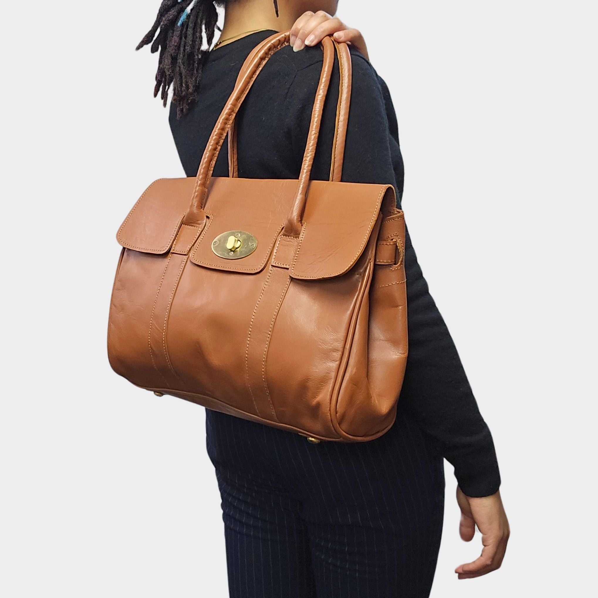 Harriet Women's Leather Tote Handbag Light Brown - Artisan Stories