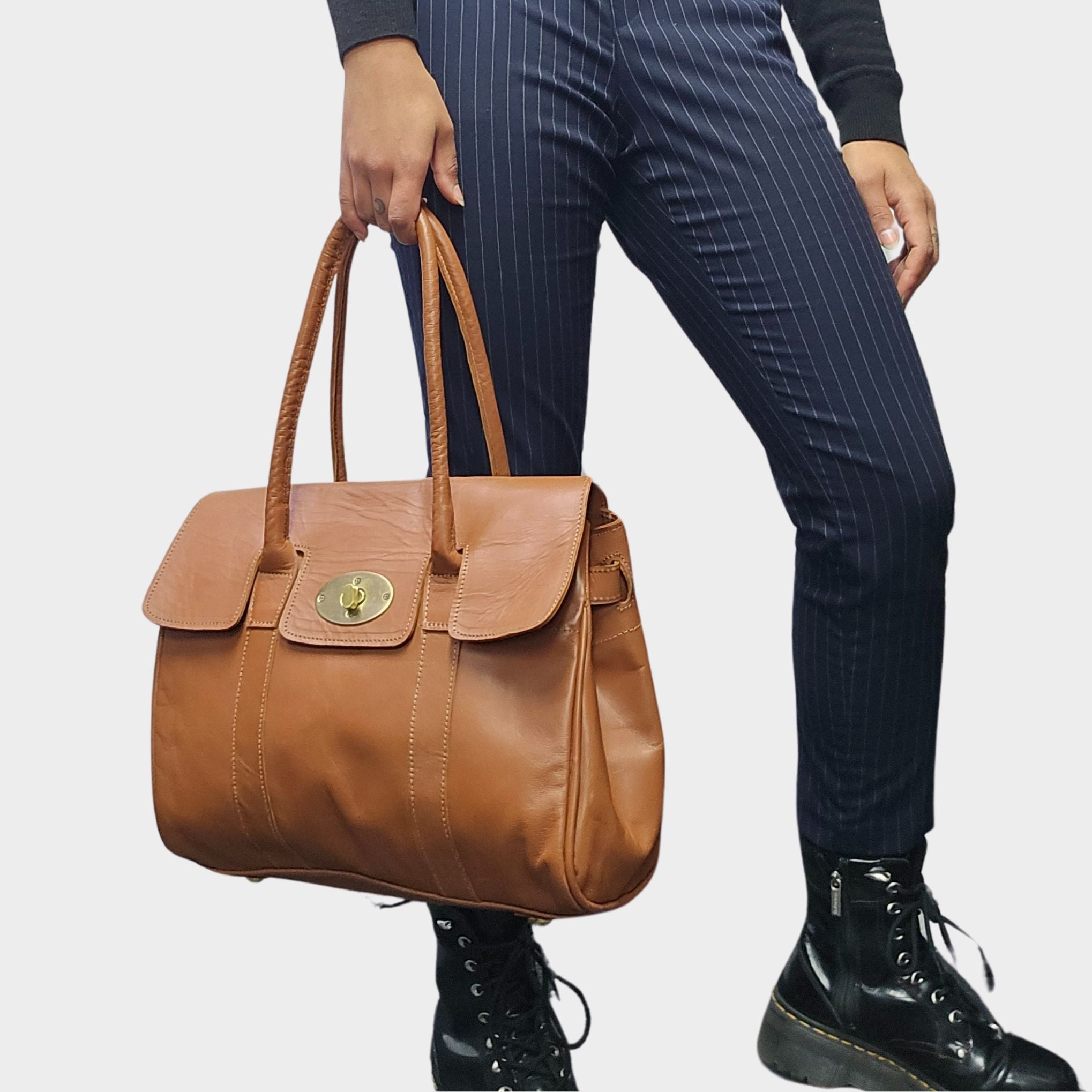 Harriet Women's Leather Tote Handbag Light Brown - Artisan Stories