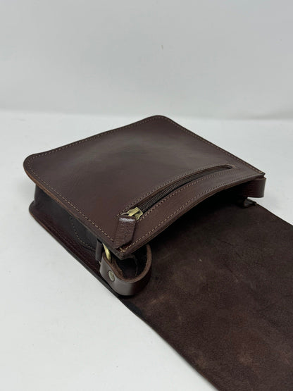 Dark Brown Leather Flight Bag