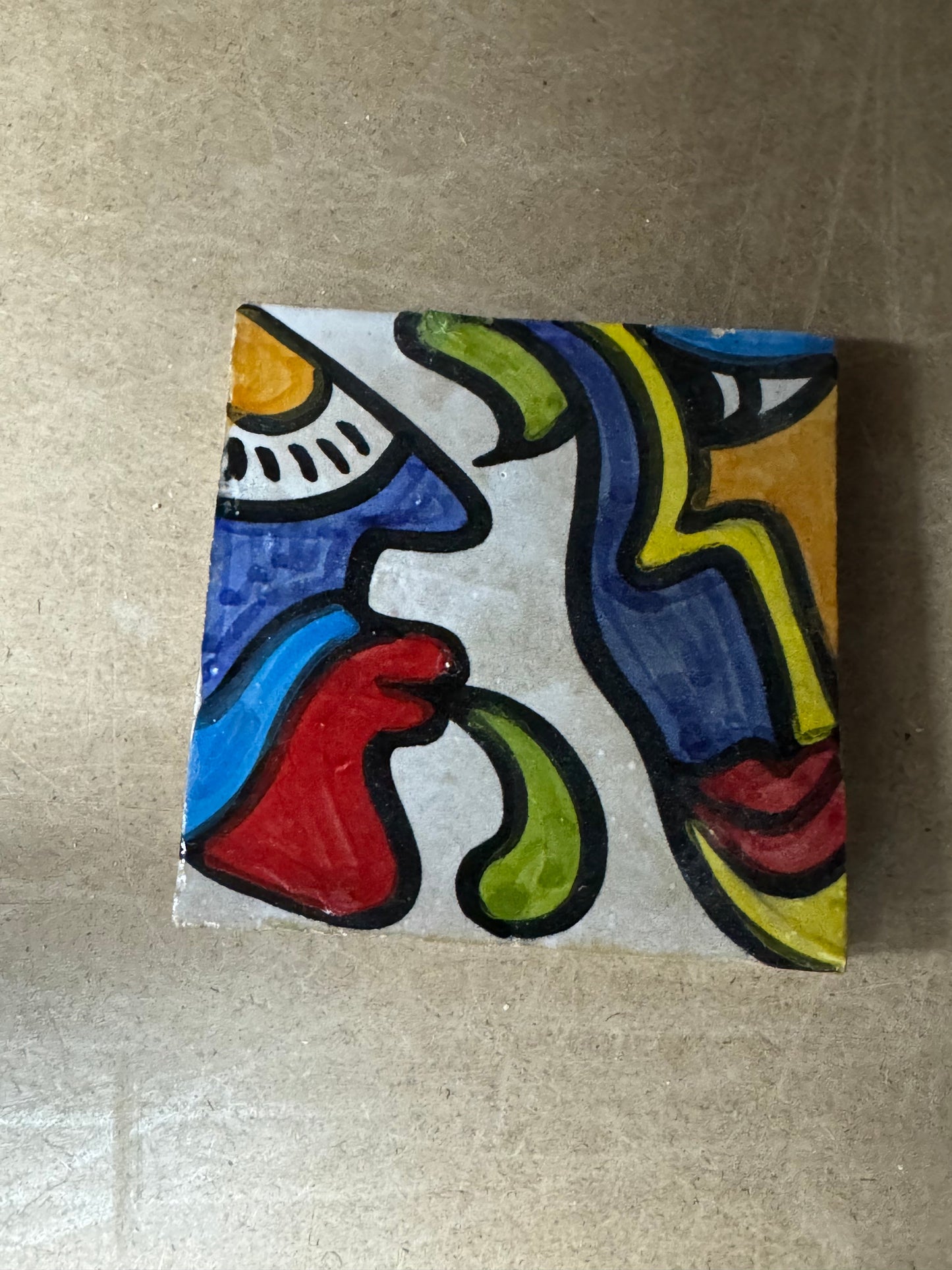 Cubist  ceramic coaster Tile