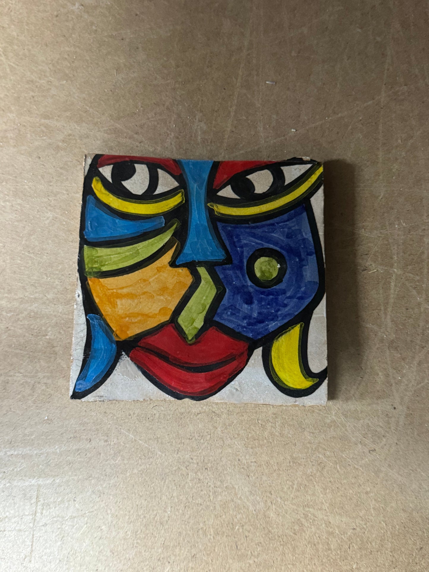 Cubist  ceramic coaster Tile