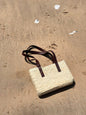 Handwoven Straw Clutch Bag With leather shoulder Strap