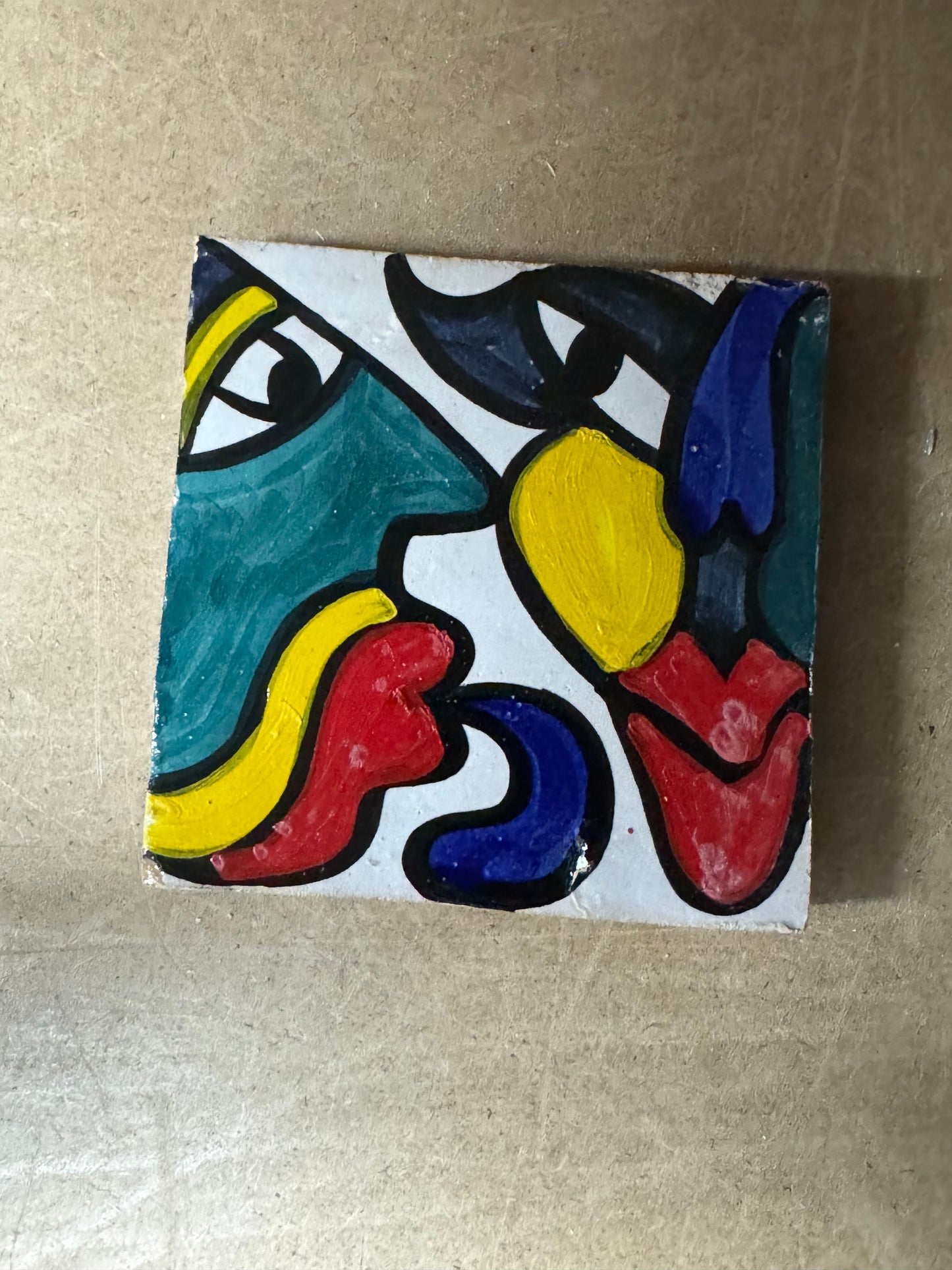 Cubist  ceramic coaster Tile