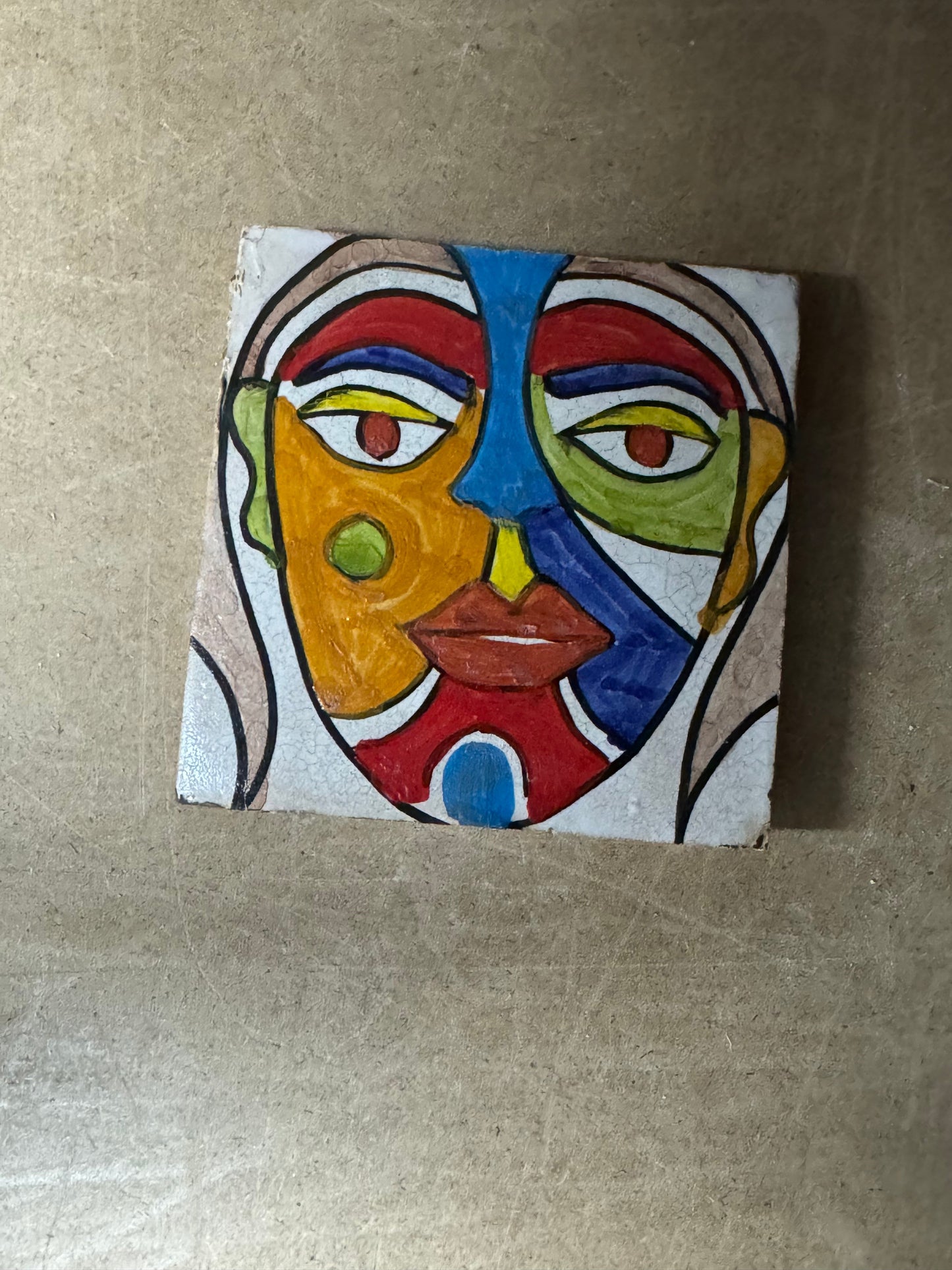 Cubist  ceramic coaster Tile