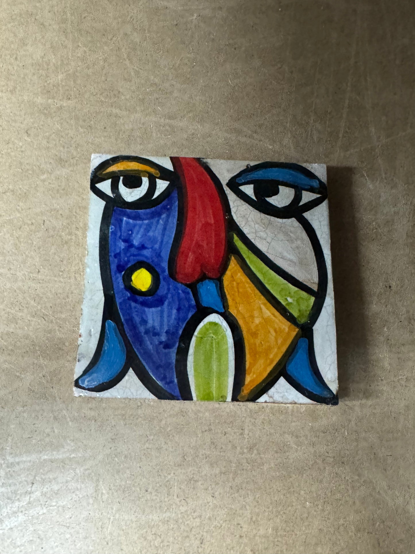 Cubist  ceramic coaster Tile