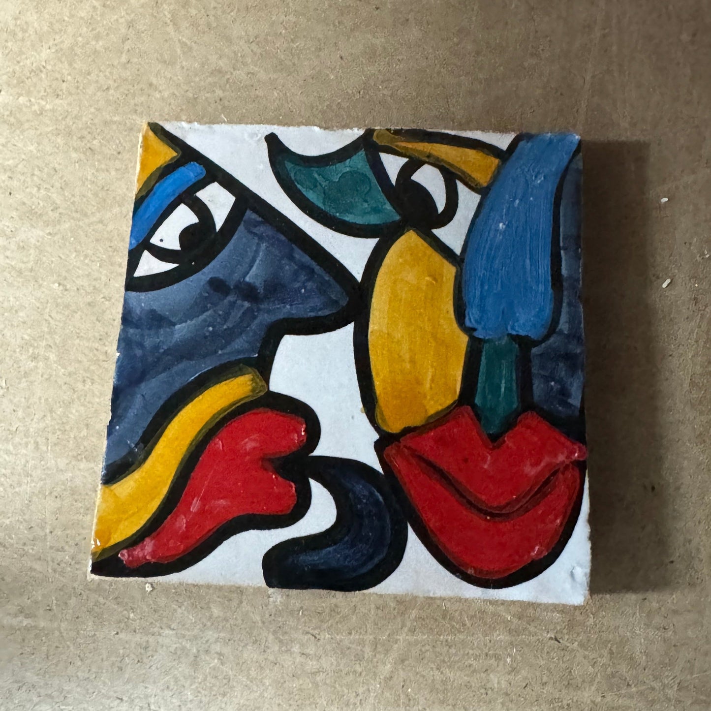 Cubist  ceramic coaster Tile