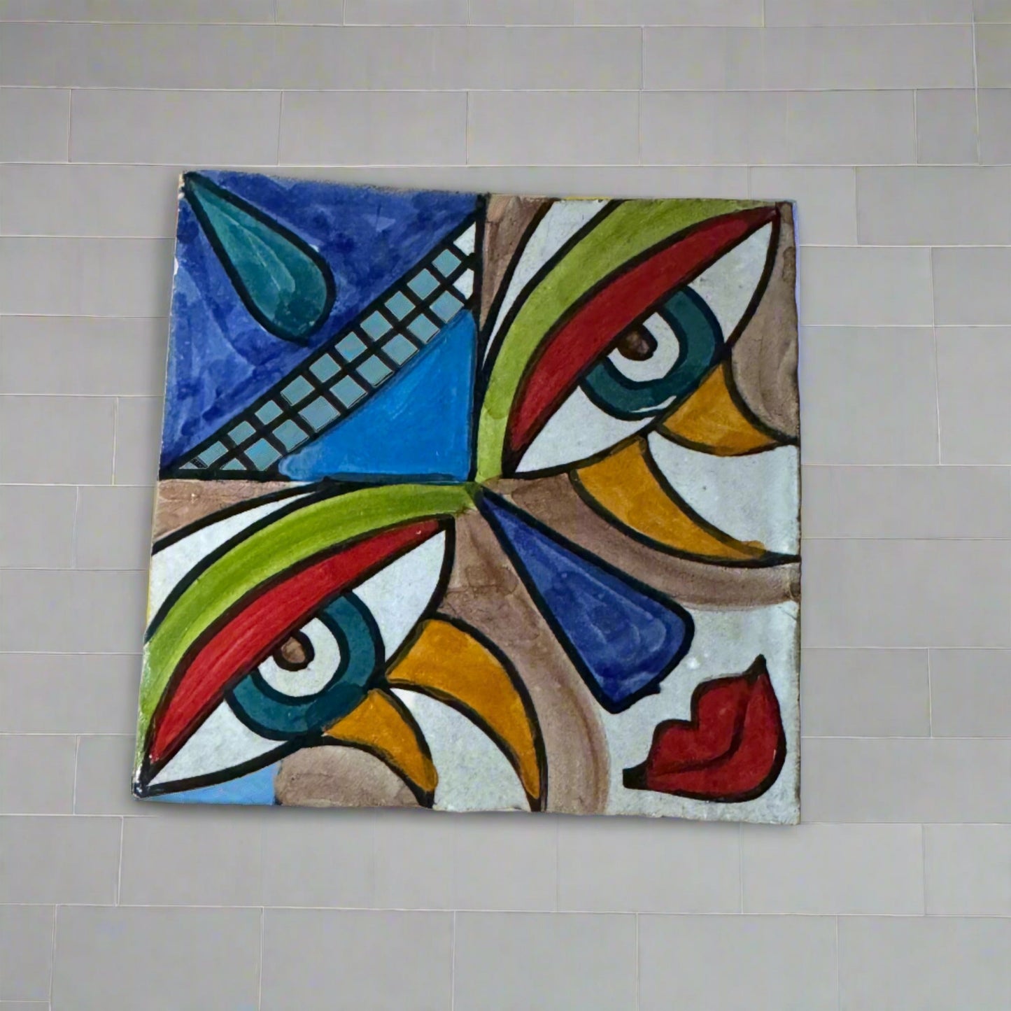 Cubist  ceramic coaster Tile