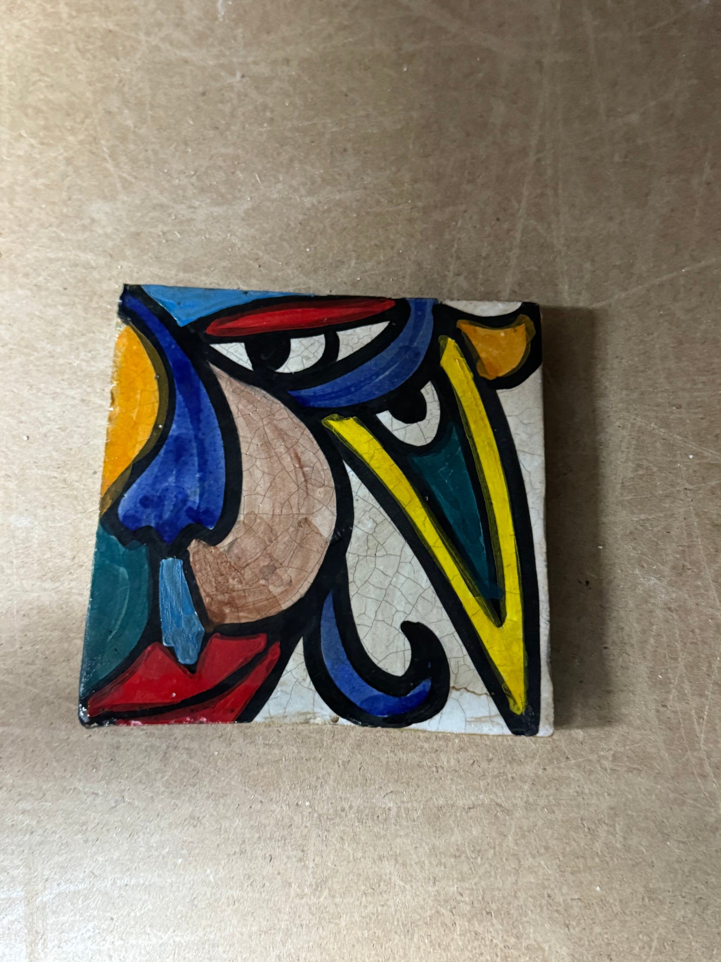 Cubist  ceramic coaster Tile