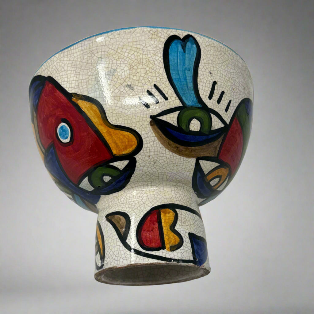 Cubist design ceramic fruit bowl