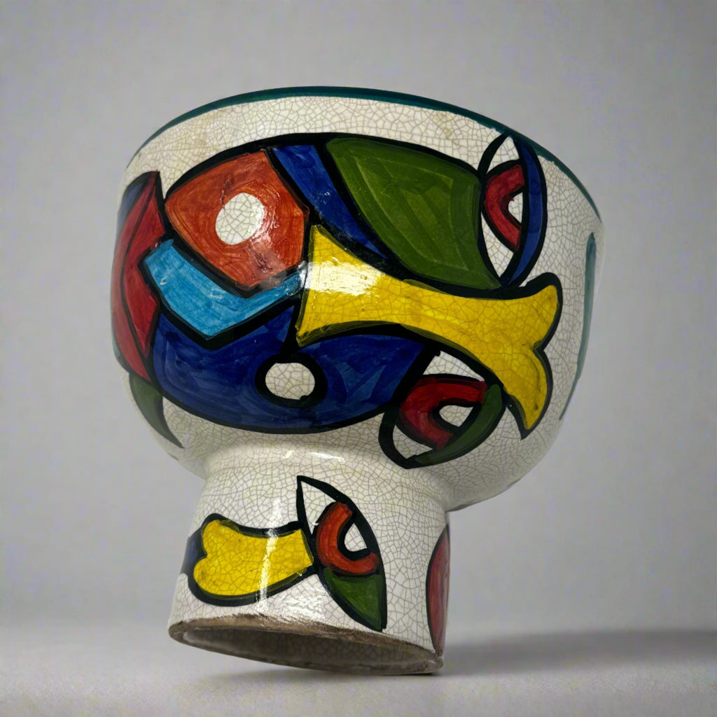 Cubist design ceramic fruit bowl