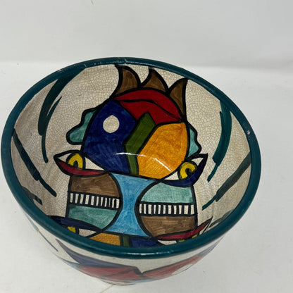 Cubist design ceramic fruit bowl