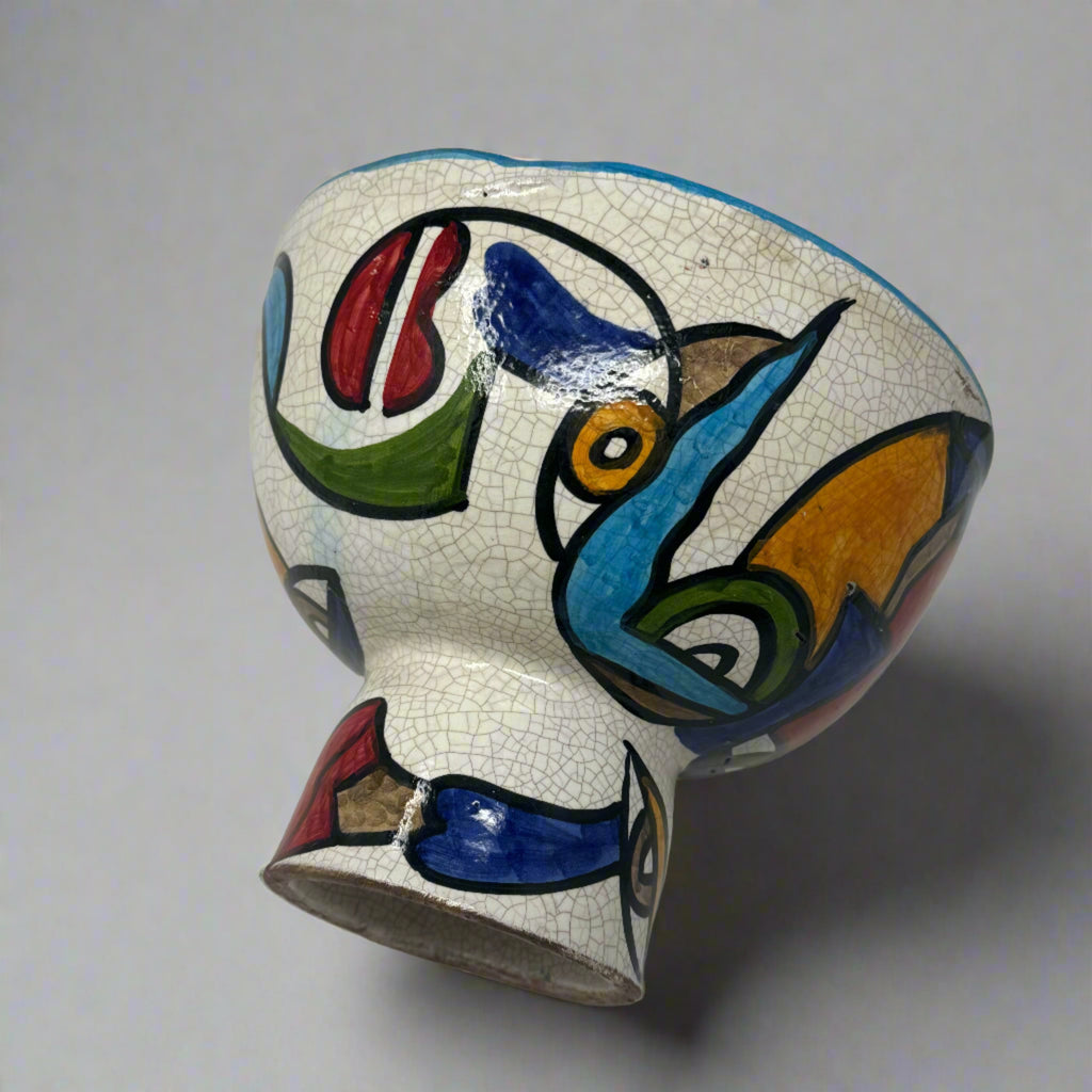 Cubist design ceramic fruit bowl