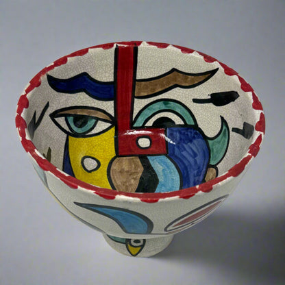 Cubist design ceramic fruit bowl