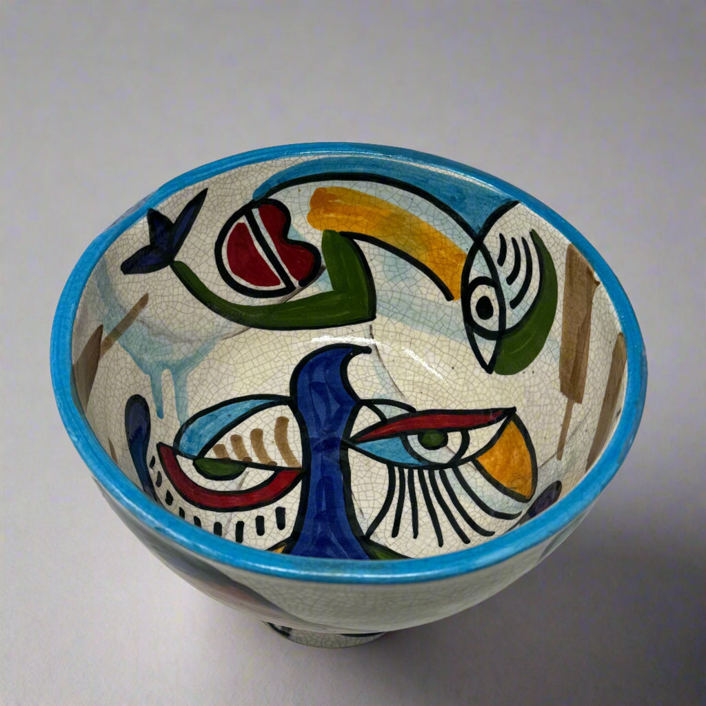 Cubist design ceramic fruit bowl