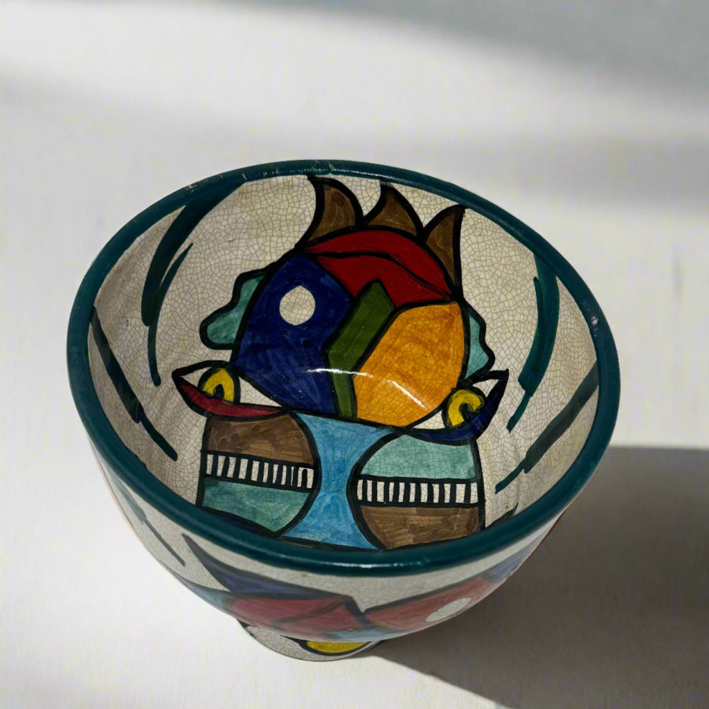 Cubist design ceramic fruit bowl