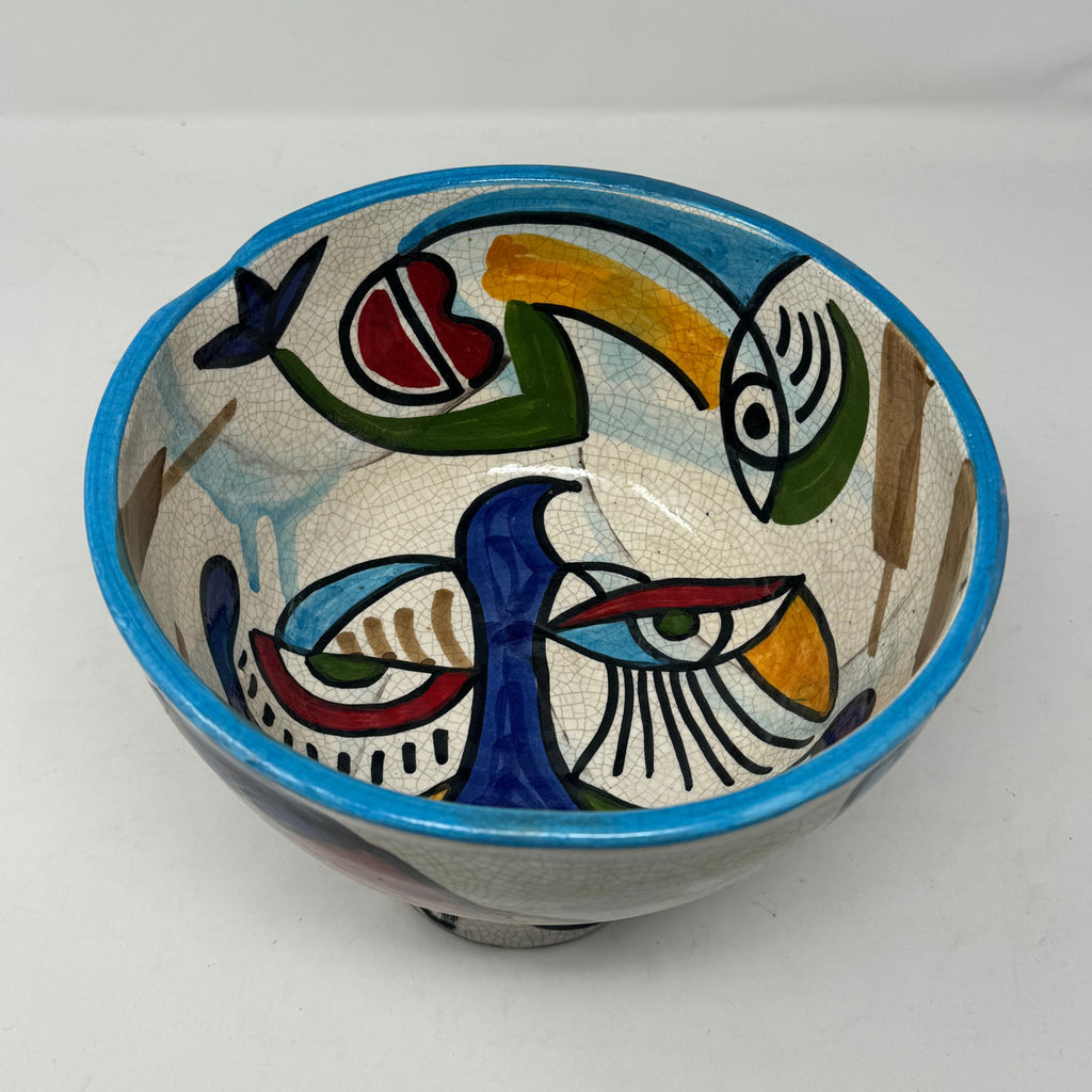 Cubist design ceramic fruit bowl