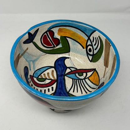 Cubist design ceramic fruit bowl