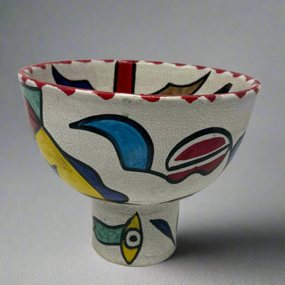 Cubist design ceramic fruit bowl