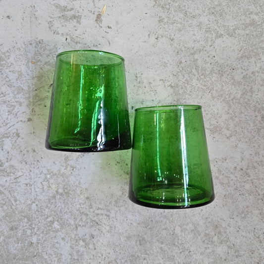 Inverted Recycled Drinking Glass Green - Artisan Stories