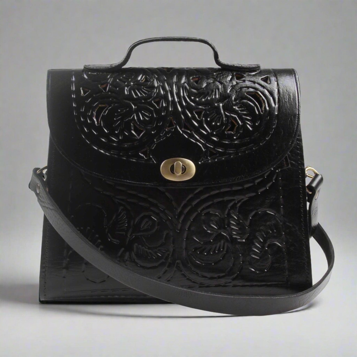 Jasmine Handcrafted Black Leather Handbag - Artisan Stories