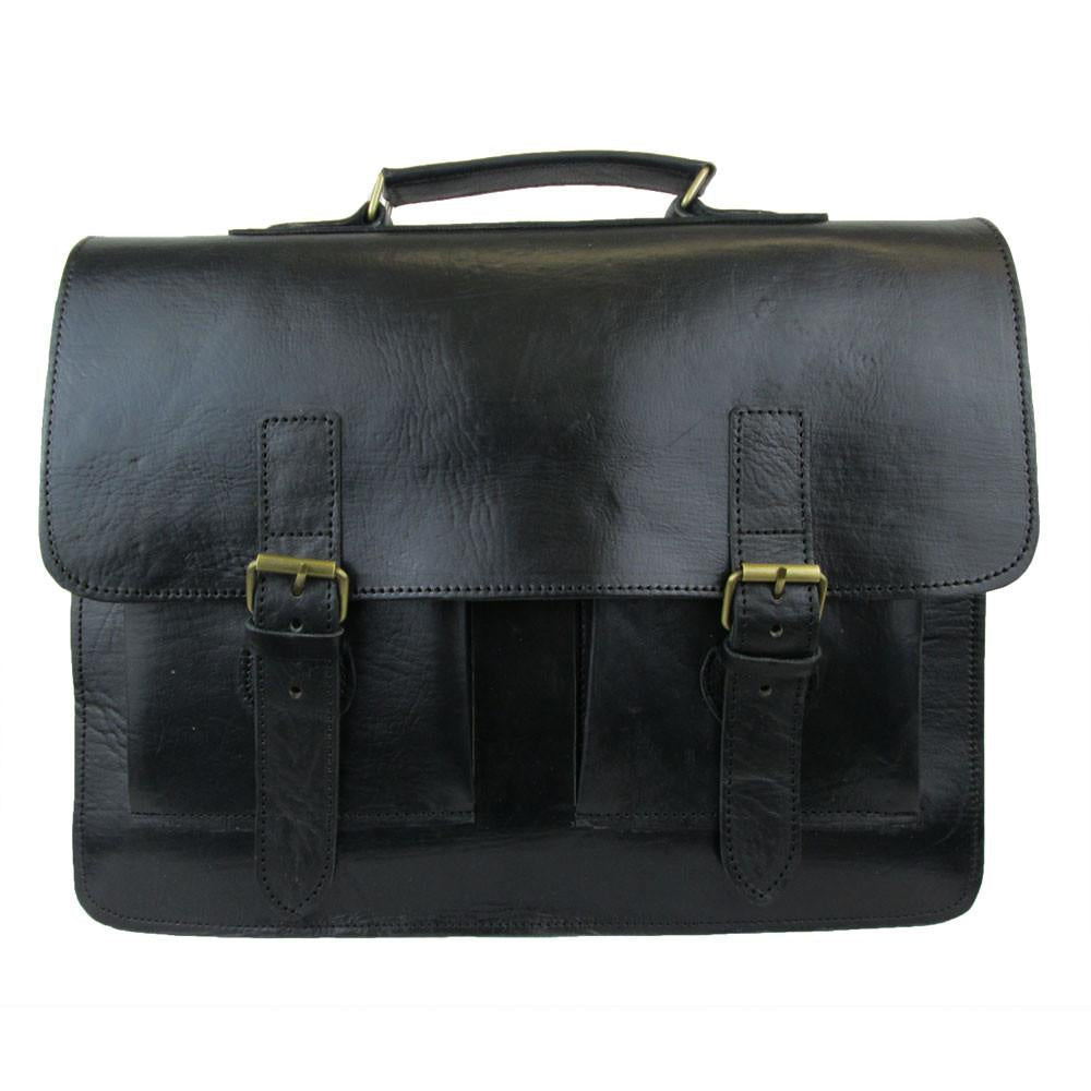 Leather Briefcase Bag Spita - Black - Artisan Stories