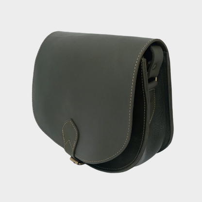 Leather Saddle Bag Crossbody Sam In Khaki Green - Artisan Stories