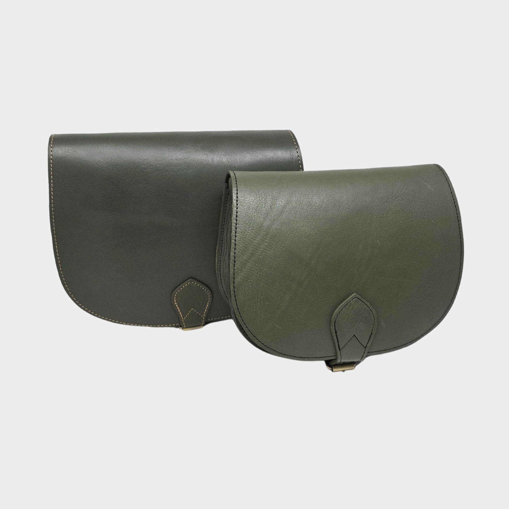 Leather Saddle Bag Crossbody Sam In Khaki Green - Artisan Stories