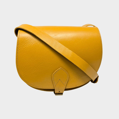 Leather Saddle Bag Crossbody Sam Yellow - Artisan Stories