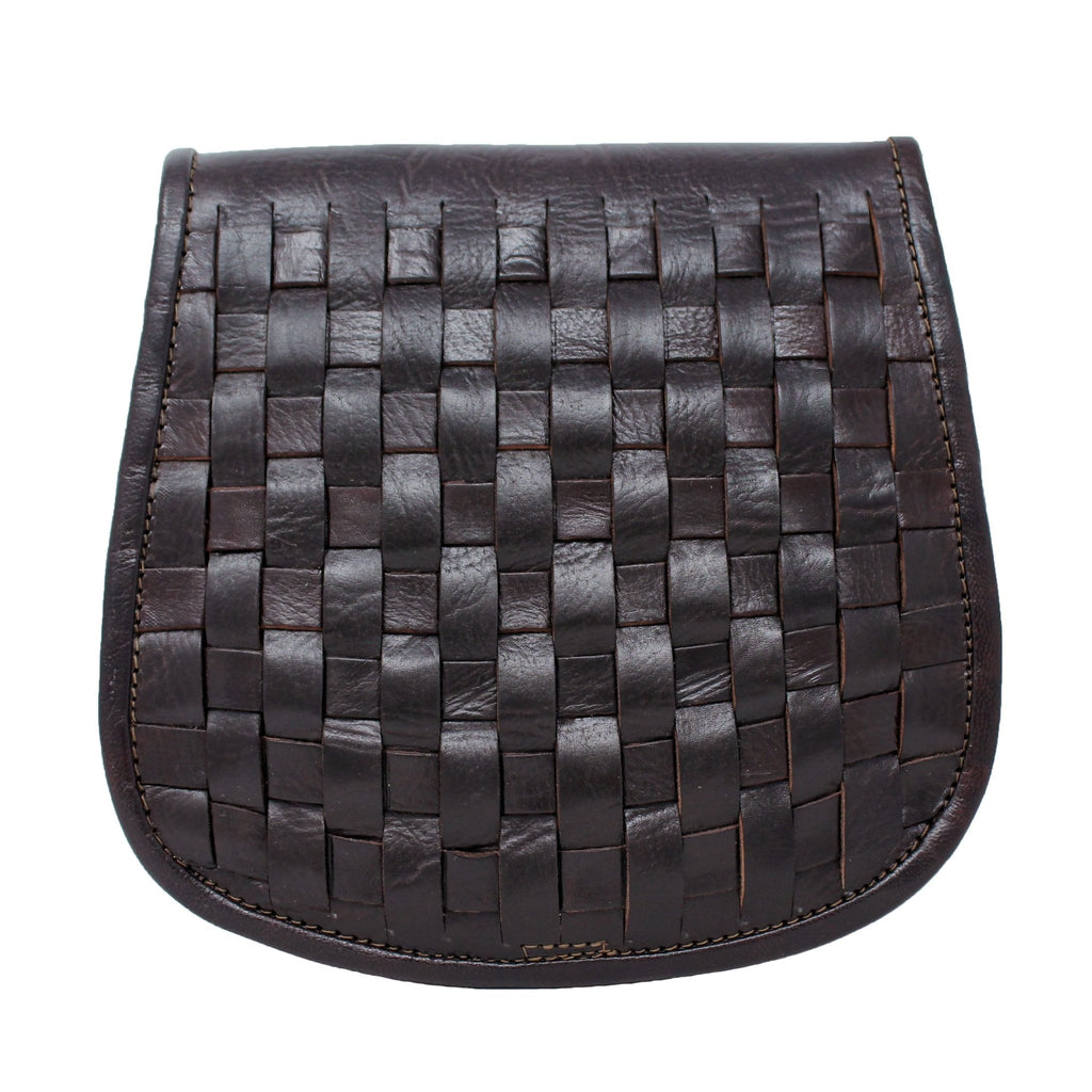 Leather Sam Woven Saddle Bag -Chocolate - Artisan Stories