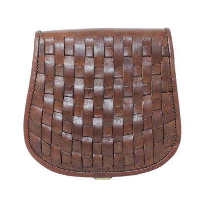 Leather Sam Woven Saddle Bag - Tan - Artisan Stories