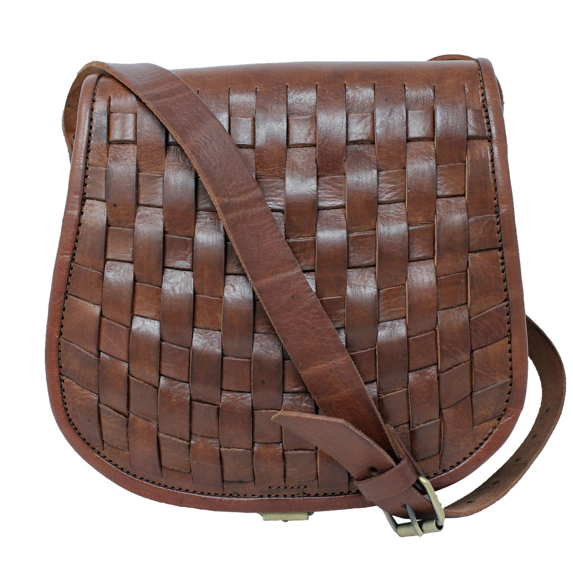 Leather Sam Woven Saddle Bag - Tan - Artisan Stories