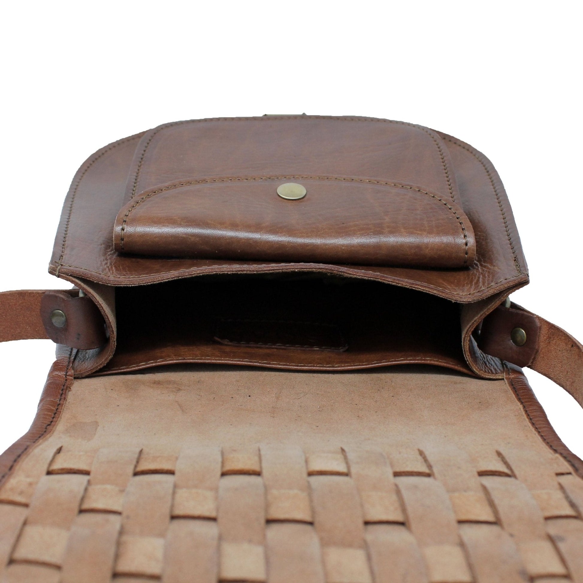 Leather Sam Woven Saddle Bag - Tan - Artisan Stories