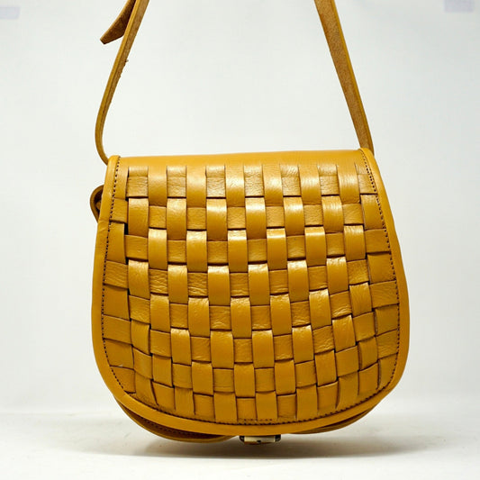 Leather Sam Woven Saddle Bag - yellow - Artisan Stories