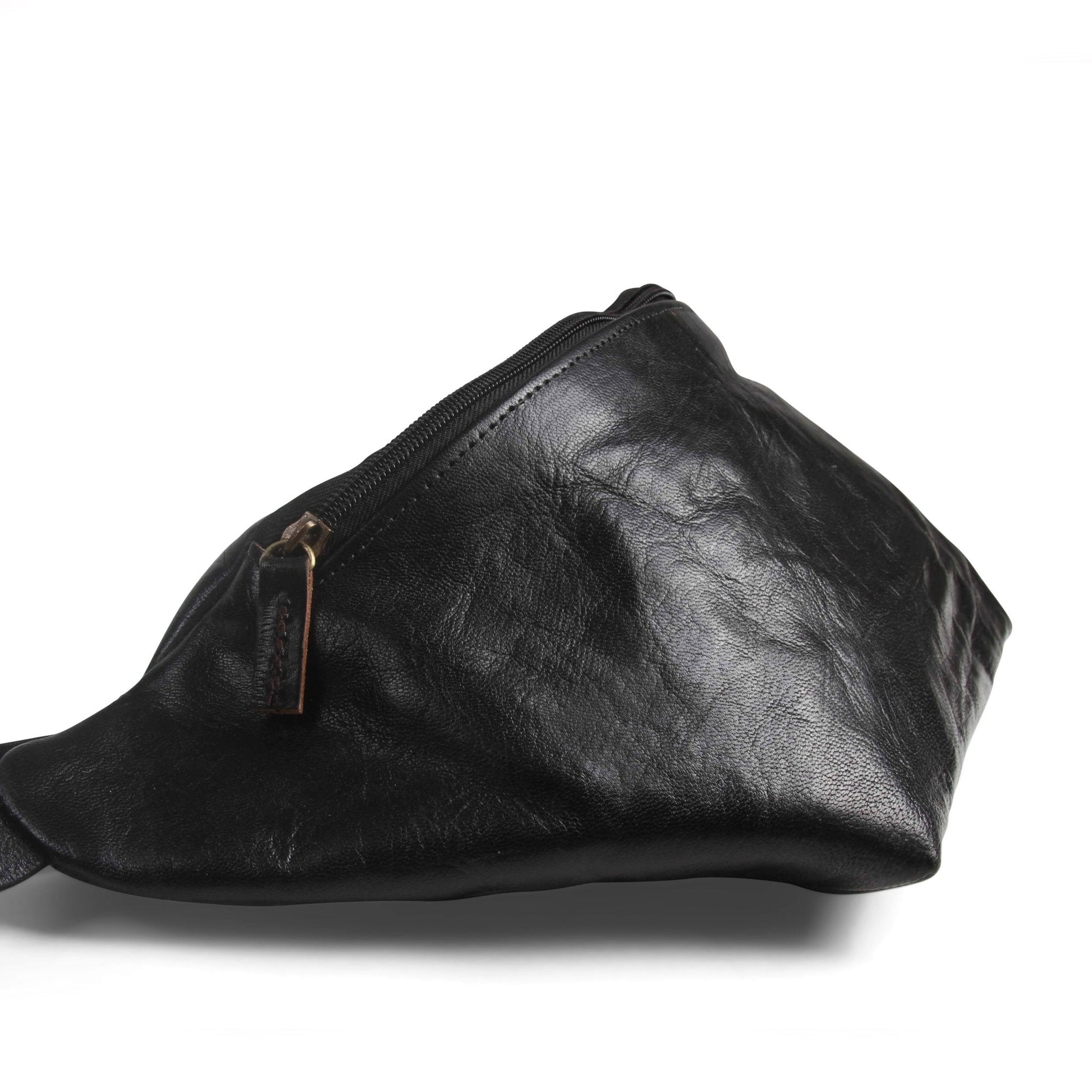 Leather Sling Bum Bag Simo Black - Artisan Stories