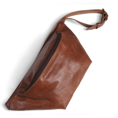 Leather Sling Bum Bag Simo Tan Brown - Artisan Stories