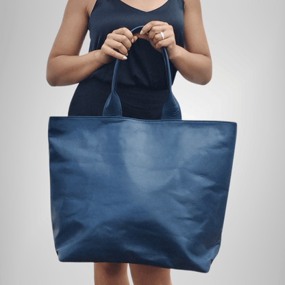 Leather Tote Blue - Artisan Stories