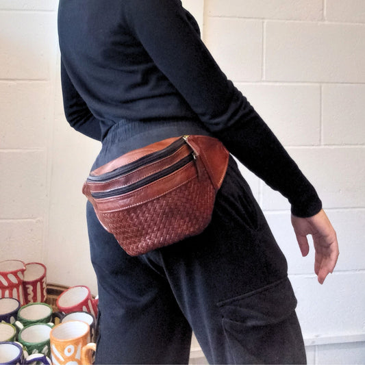 Leather Woven Bum Bag - Artisan Stories