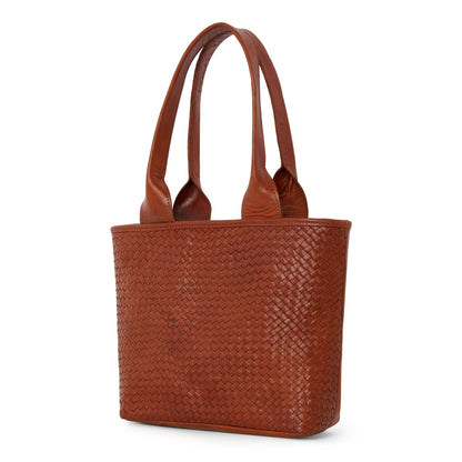 Leather Woven Tote Tan - Artisan Stories