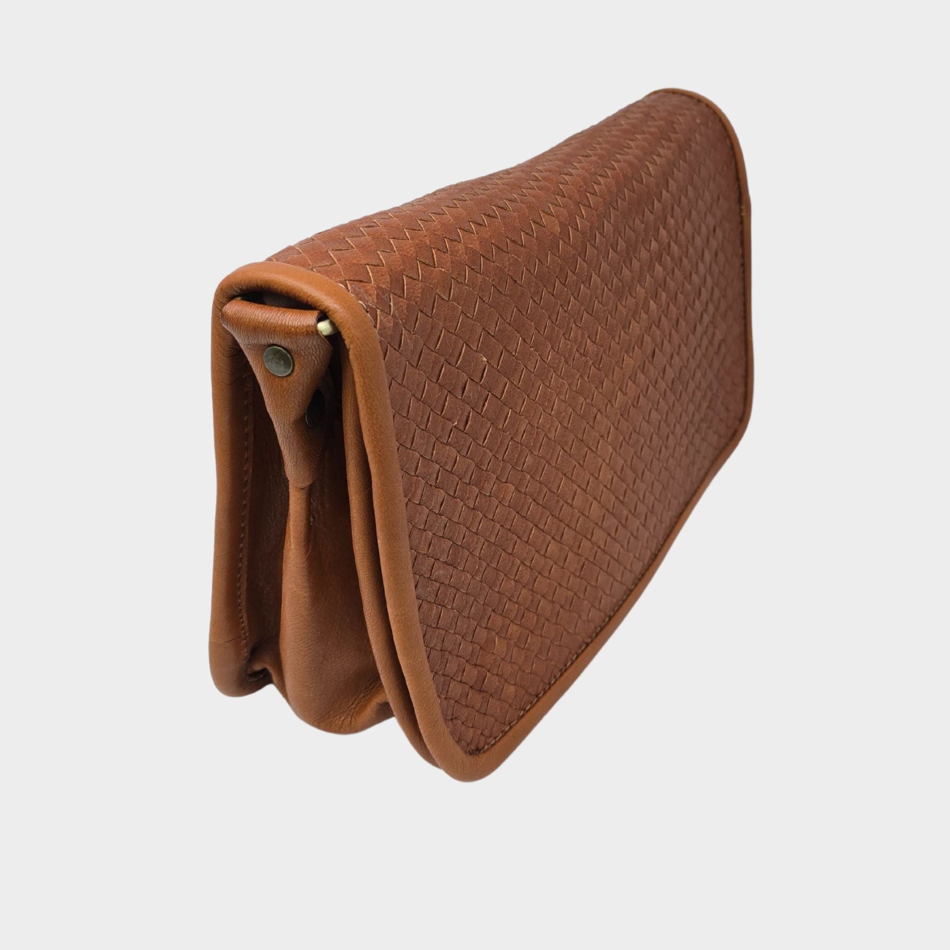 Light Brown Charlotte Woven Leather Shoulder Bag - Artisan Stories