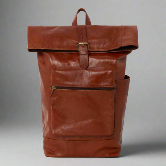 Light brown Leather Large Backpack - Artisan Stories