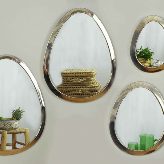 Marrakech Egg Mirror in Silver Brass - Artisan Stories