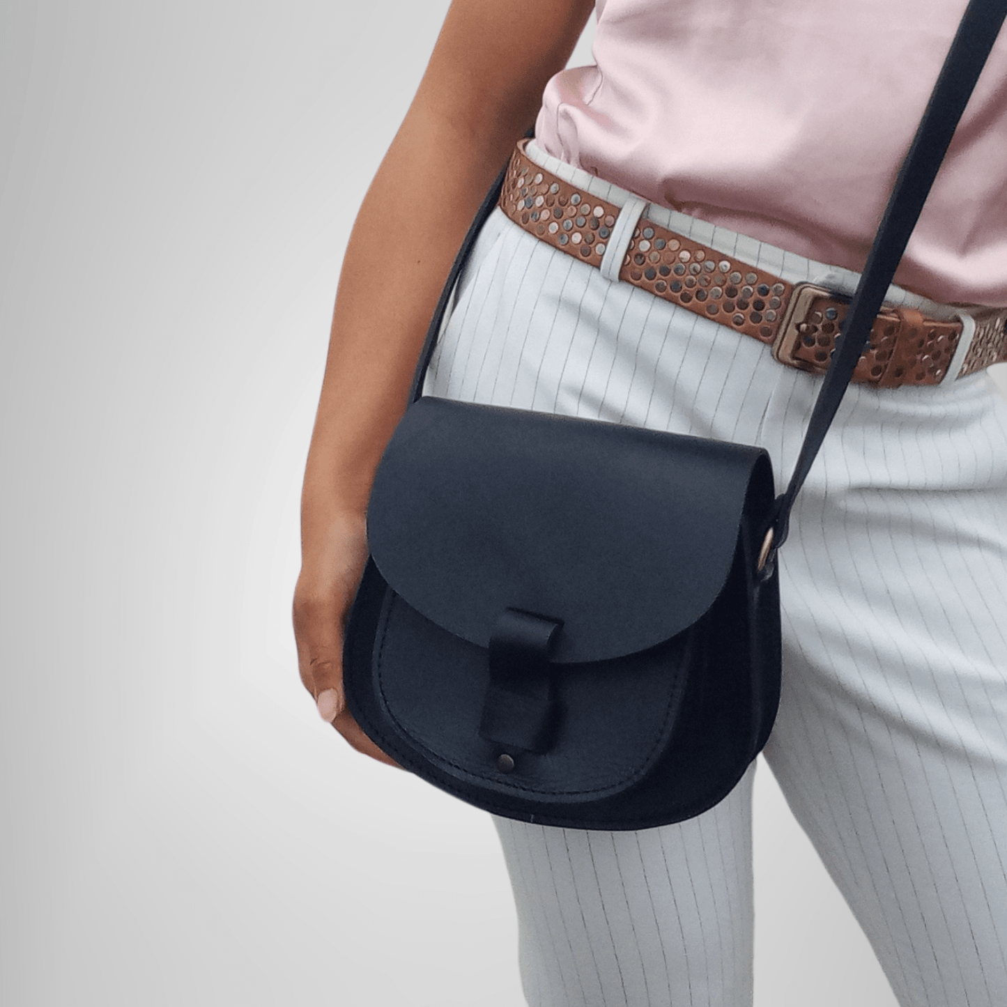 Maya Black Leather Saddle Bag - Artisan Stories