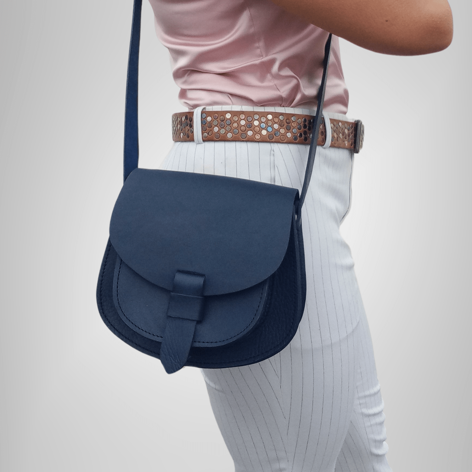 Maya Blue Leather Saddle Bag - Artisan Stories