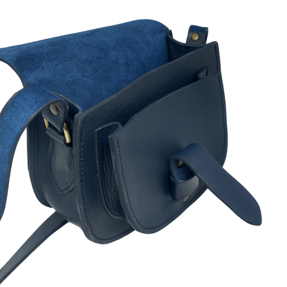 Maya Blue Leather Saddle Bag - Artisan Stories