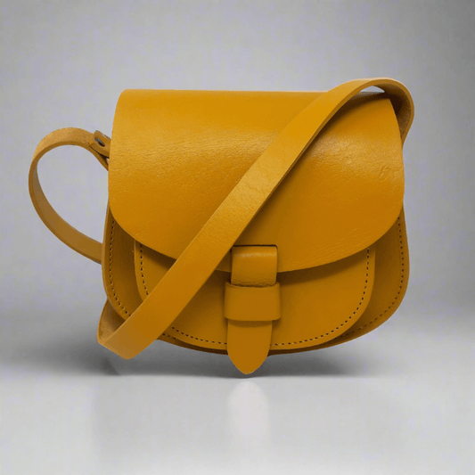 Maya yellow Leather Saddle Bag - Artisan Stories