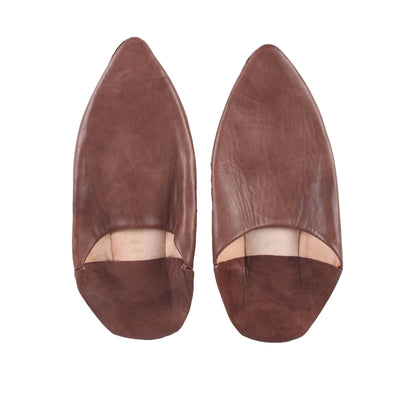 Men's Moroccan Pointed Babouche Slippers- Brown - Artisan Stories