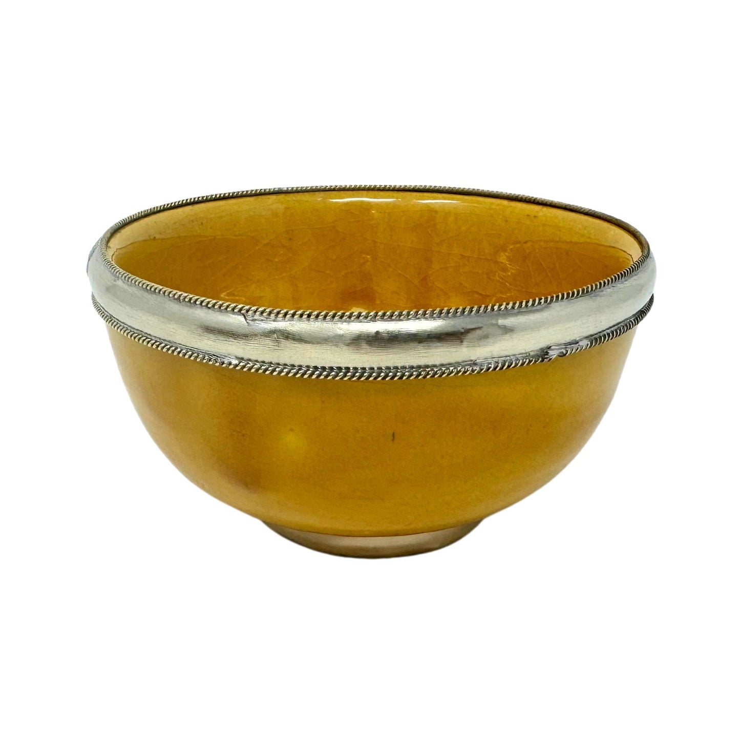 Metal rimmed handmade ceramic snack bowl - Artisan Stories