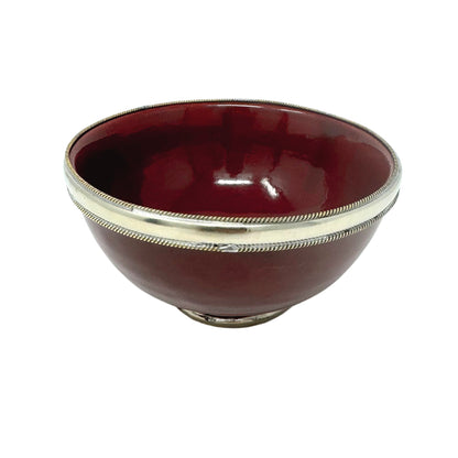 Metal rimmed handmade ceramic snack bowl - Artisan Stories