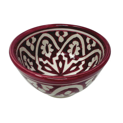 picture of handcrafted Moroccan ceramic bowl with intricate bohemian Clover pattern