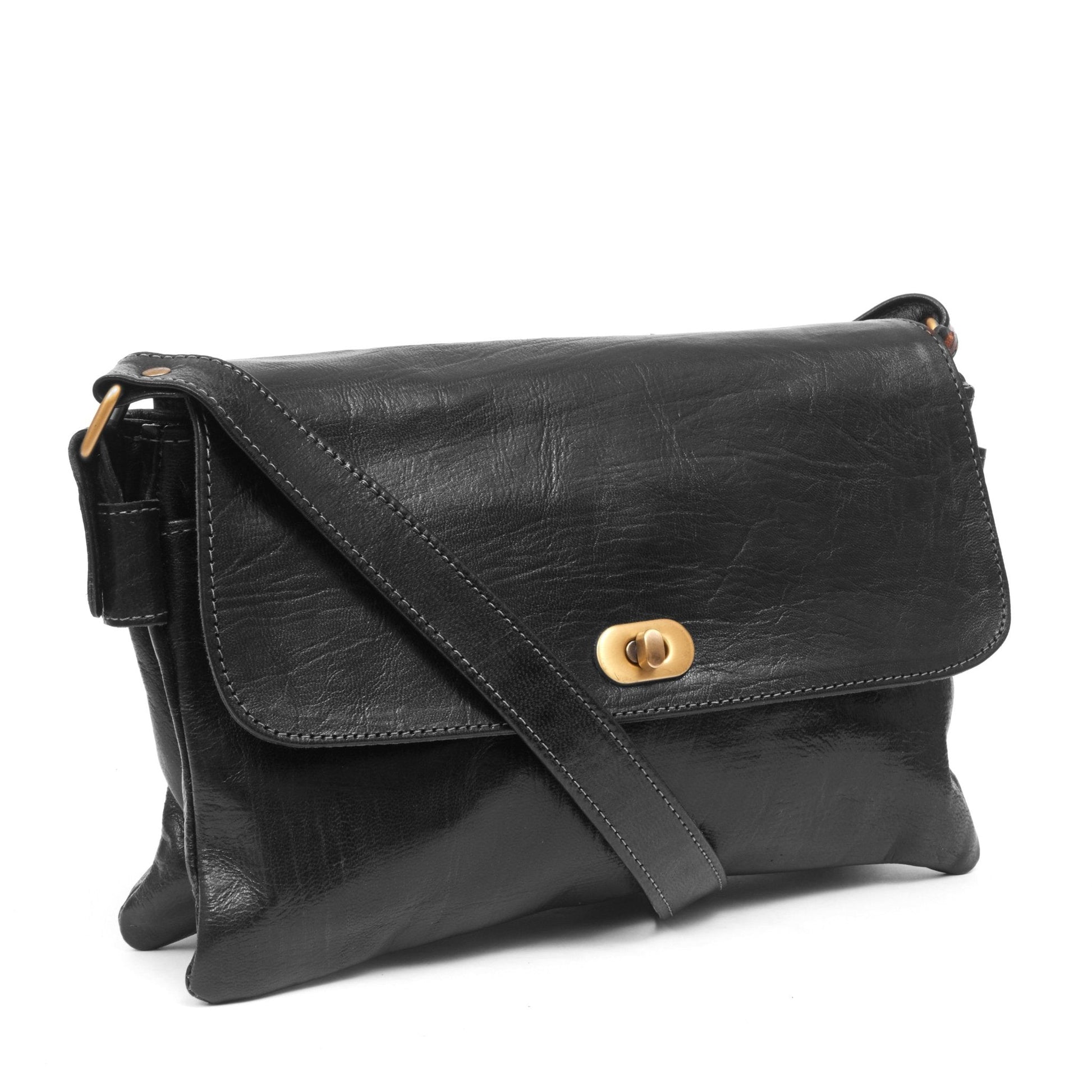 Multi - Compartment Women's Leather Handbag - Black - Artisan Stories